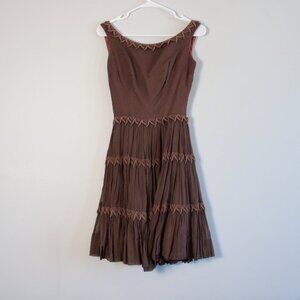 Vintage MCM 50s/60s Brown Fit & Flare Dress XXS